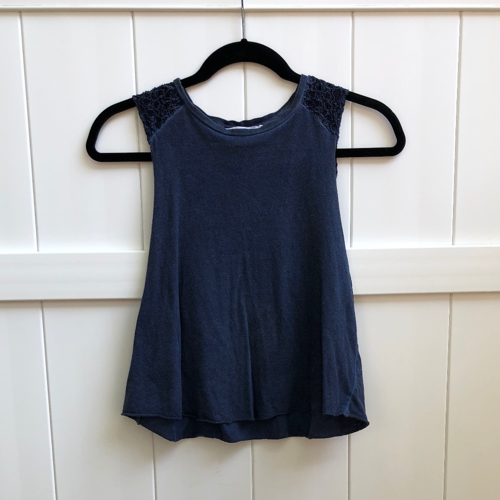 Forever 21 Blue & Laced Shoulders Muscle Tee Women